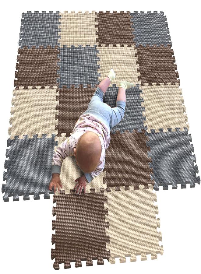 MQIAOHAM Children Puzzle mat Play mat Squares Play mat Tiles Baby mats for Floor Puzzle mat Soft Play mats Girl playmat Carpet Interlocking Foam Floor mats for Baby Coffee Beige Grey 106110112 - Image 5