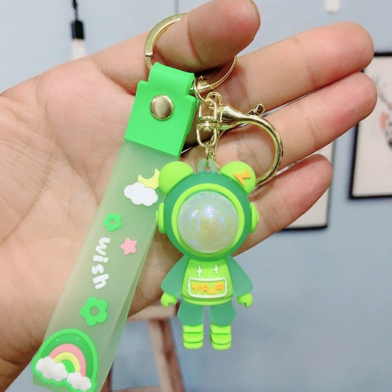 New Couple Lightning Bear Keychain Bag Astronaut Car Silicone Key Chain Spaceman Pendant Gift - Image 1