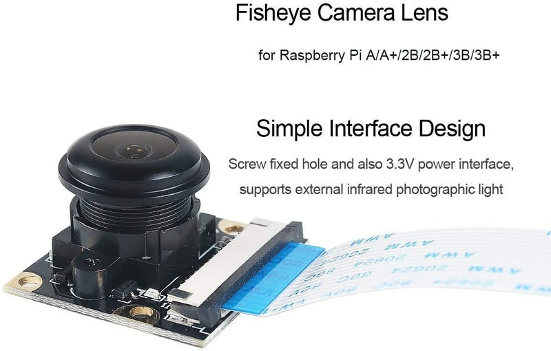 REES52 Raspberry Pi 4 Camera Night Vision Camera Adjustable-Focus Module 5Mp Hd Webcam Video Wide Angle Fisheye Lens Ov5647 Video 1080P For Raspberry Pi 3B/3B+Π 2B B+ 4B Plus,Digital - Image 4