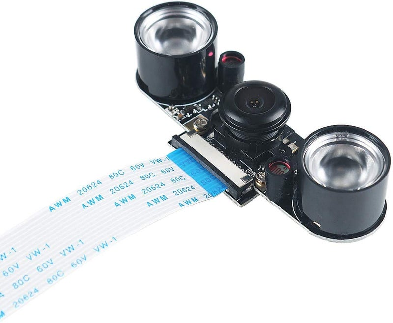 REES52 Raspberry Pi 4 Camera Night Vision Camera Adjustable-Focus Module 5Mp Hd Webcam Video Wide Angle Fisheye Lens Ov5647 Video 1080P For Raspberry Pi 3B/3B+Π 2B B+ 4B Plus,Digital - Image 1