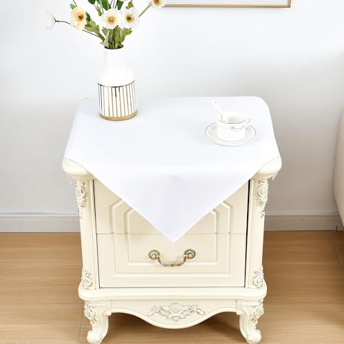 Nacuci Small Square Tablecloth 24x24 Inch Washable Polyester Side Table Cloth Solid White Heavy Duty End Table Cover for Dining Home Party - Image 1