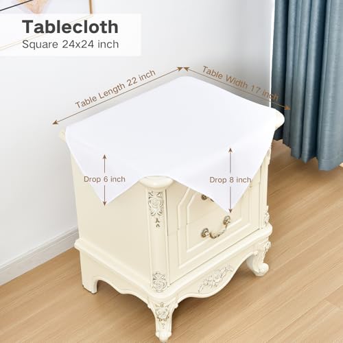 Nacuci Small Square Tablecloth 24x24 Inch Washable Polyester Side Table Cloth Solid White Heavy Duty End Table Cover for Dining Home Party - Image 3