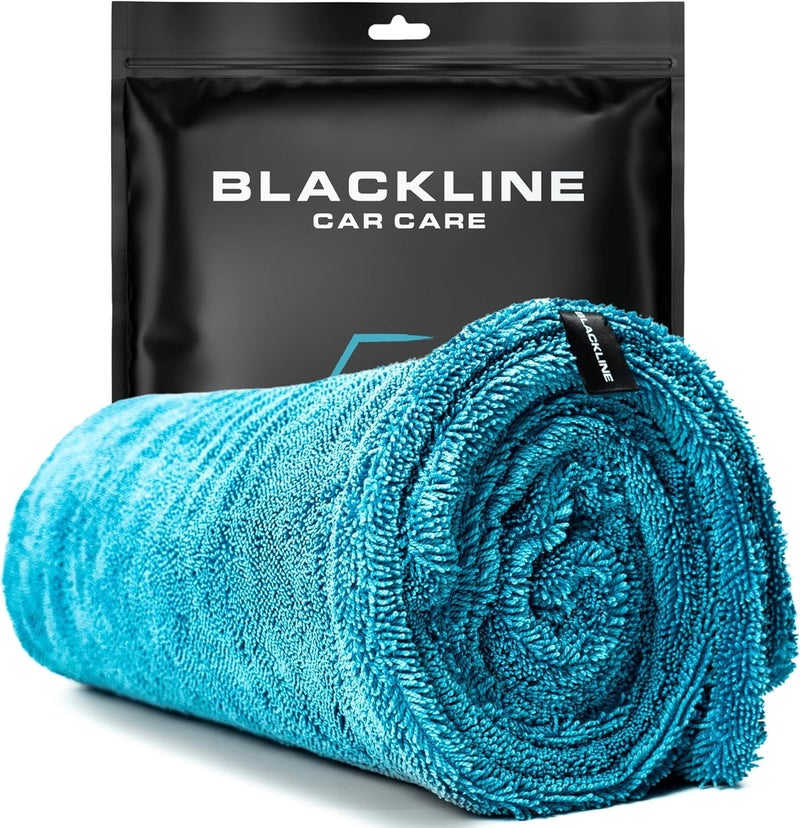 Blackline Car Drying Towel - 2ftx3ft XL-Popular Pick Among Detailing Pros -Aqua 1300 GSM Microfiber Accessory - Absorbs Over 8lbs of Water - Leaves No Streaks, Spots or Scratches - Dries an Entire Car - Image 1