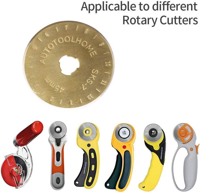 AUTOTOOLHOME شفرات قطع دوارة مطلية بالتيتانيوم مقاس 45 مم، عبوة 10 قطع بديلة للحرف اليدوية والخياطة والتطريز والفنون، حادة ومتينة - Image 3