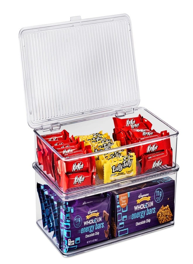 Sorbus Sturdy Plastic Storage Bins with Lid- Stackable Refrigerator Organizer Bins- MultiPurpose Versatile Lightweight Pantry Organizer- Perfect Cabinet Organizer and Storage for Kitchen- 2 Pack (S,M) - Image 2