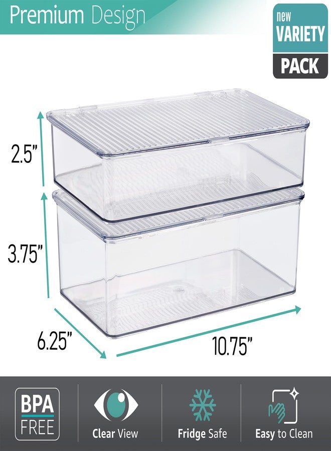 Sorbus Sturdy Plastic Storage Bins with Lid- Stackable Refrigerator Organizer Bins- MultiPurpose Versatile Lightweight Pantry Organizer- Perfect Cabinet Organizer and Storage for Kitchen- 2 Pack (S,M) - Image 4