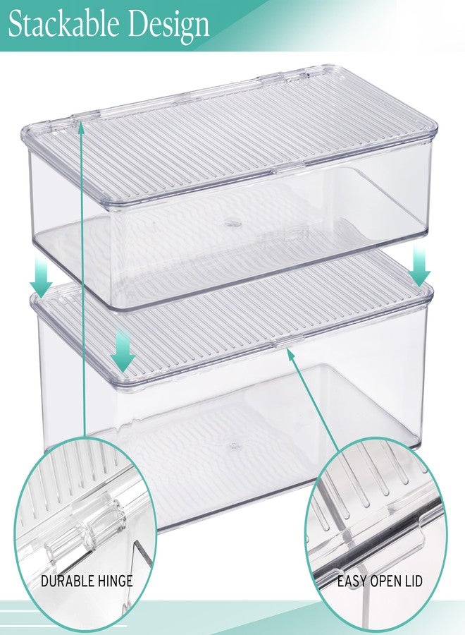 Sorbus Sturdy Plastic Storage Bins with Lid- Stackable Refrigerator Organizer Bins- MultiPurpose Versatile Lightweight Pantry Organizer- Perfect Cabinet Organizer and Storage for Kitchen- 2 Pack (S,M) - Image 5