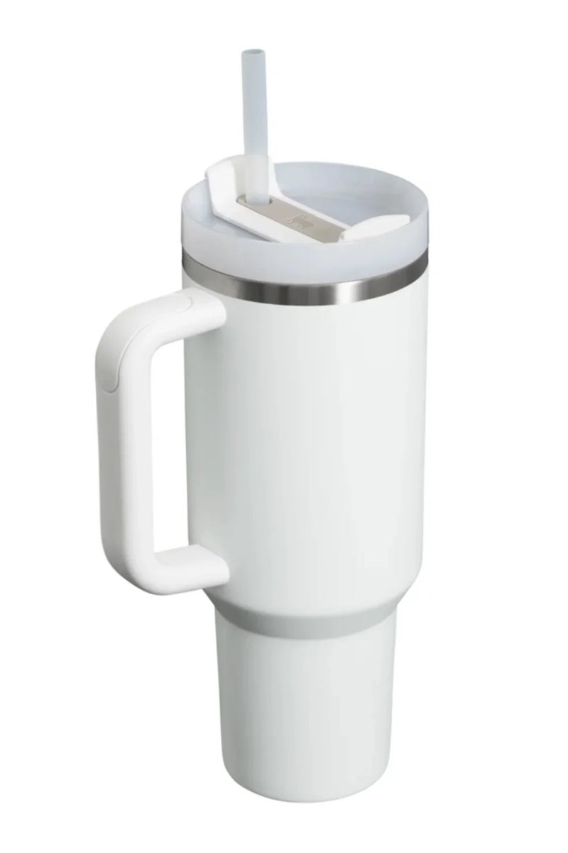 Stanley Quencher H2.0 FlowState Tumbler 40oz – Vacuum Insulated Stainless Steel Mug with Handle & Reusable Straw – White - Image 2