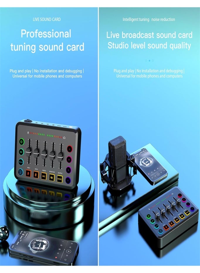 Audio Mixer, Self-media Audio Mixer, Mixer with XLR Microphone Interface for Podcast//Game Voice/YouTube/TikTok/48V (Black)  - Image 3