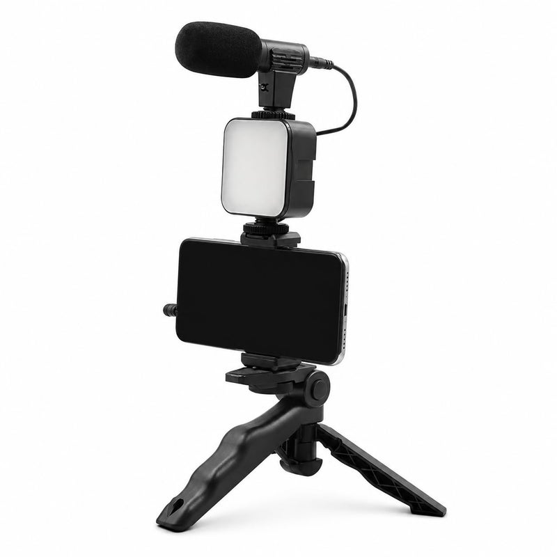 LED Ring Light Kit with Mobile Phone Holder & Microphone for Live Streaming, Video Recording, Photography & Online Meetings – Adjustable Phone Stand, Portable Studio Lighting with Clear Audio for Cont