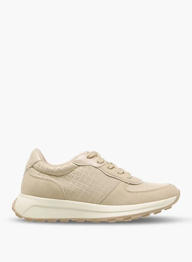 Flora Bella By Shoexpress BEIGE Flora Bella Women Monogram Lace-Up Sneakers for Women | Best Price UAE