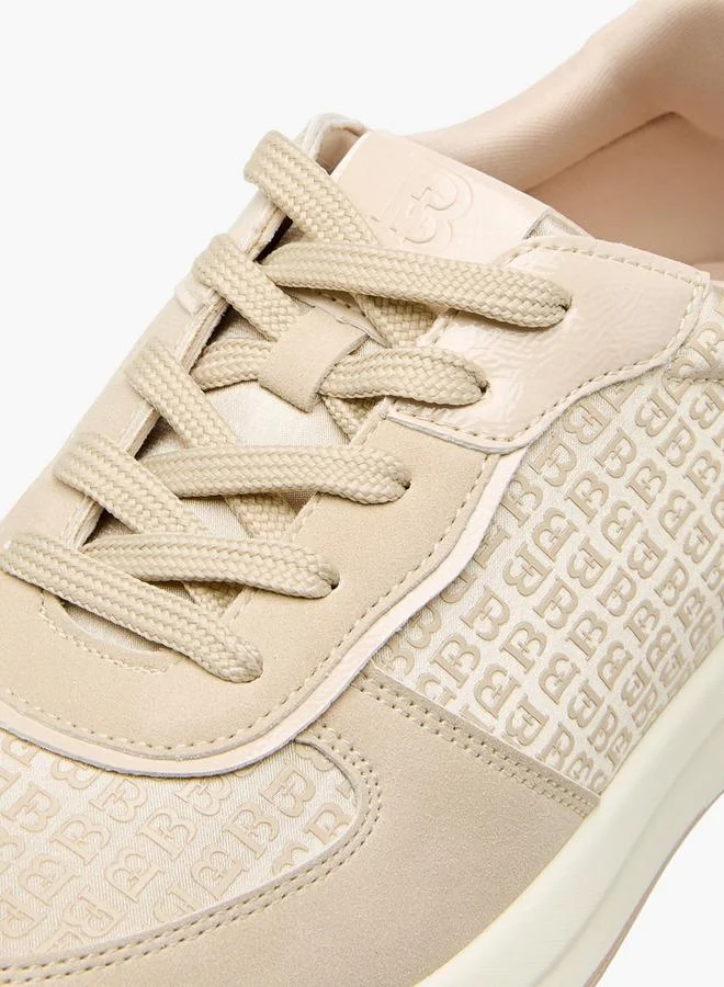 Flora Bella By Shoexpress BEIGE Flora Bella Women Monogram Lace-Up Sneakers for Women | Best Price UAE