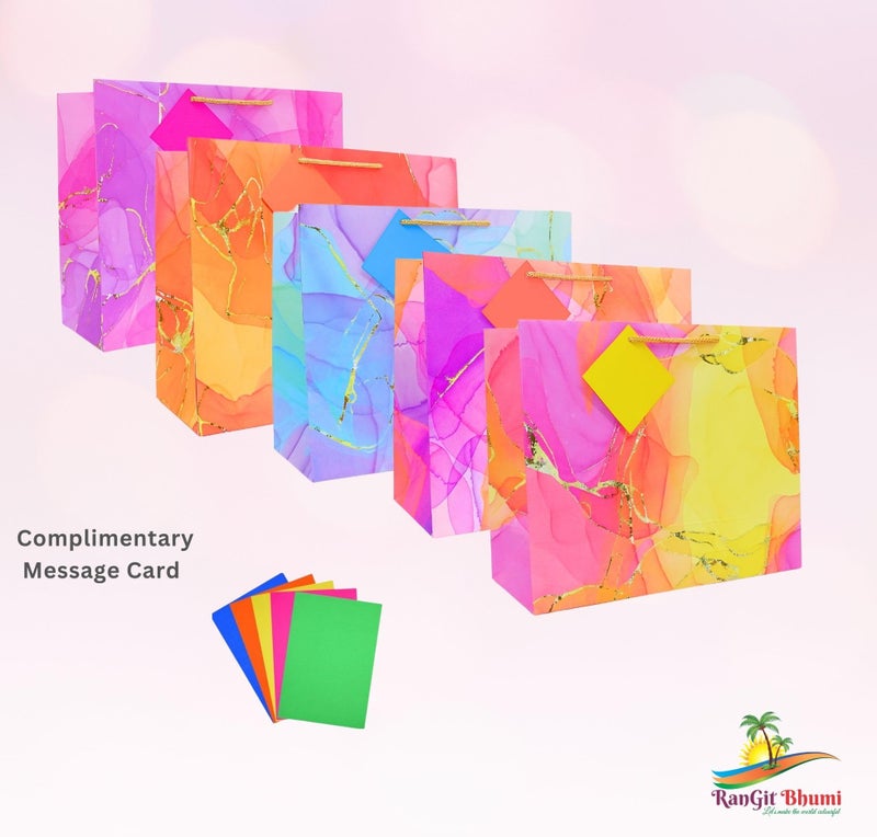 RanGit Bhumi Gift Bags- 10pcs Premium Paper Bags with Handles for Birthday, Wedding, Festivals, Party Favor Goodie Treat Bag, Craft Paper Return Gifting Covers (Medium-Multi (Premium), Pack of 10) - Image 4