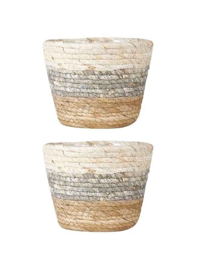 Generic - 2pcs Flower Basket Rattan Plant Pot Plant Baskets for Indoor Plants Planter Baskets Retro Decor Flower Pots Plants Indoor Flower Planters Flowers Grass Succulents - Image 1