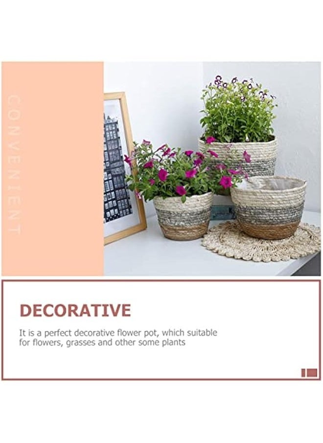 Generic - 2pcs Flower Basket Rattan Plant Pot Plant Baskets for Indoor Plants Planter Baskets Retro Decor Flower Pots Plants Indoor Flower Planters Flowers Grass Succulents - Image 1
