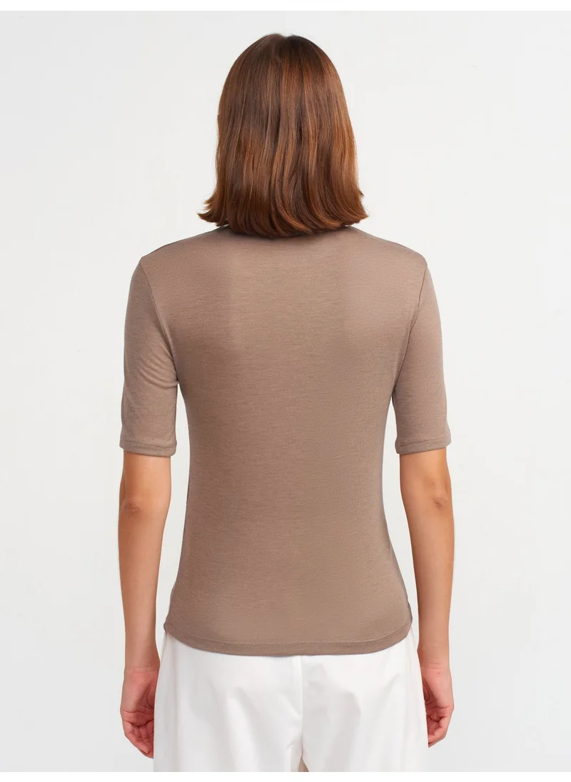 ديلفين 30481 High Collar T-Shirt-Mink