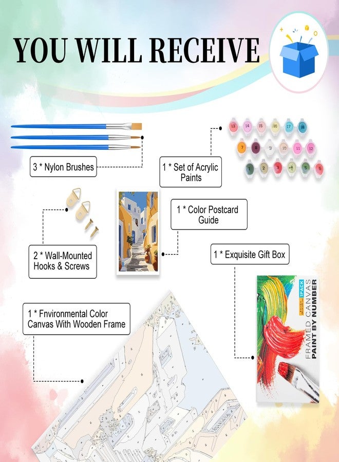 Camocin Framed Paint by Numbers Kit for Adults Beginner & Kids Age 8-12, Landscape Paint by Numbers Canvas Without Easel, Street Paint by Numbers Kits for Gift Home Wall Decor 8 x 12 Inch - Image 5