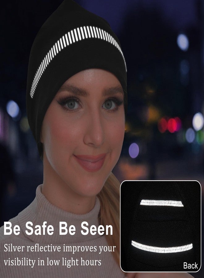 جادمكيندز قبعة GADIEMKENSD النسائية للجري في الشتاء، مزودة بتفاصيل عاكسة، قبعة سميكة ودافئة، قبعة مثالية للطقس البارد، مناسبة للتزلج على الجليد، المشي لمسافات طويلة، التمارين الرياضية، والجولف، باللون الأسود. - Image 4