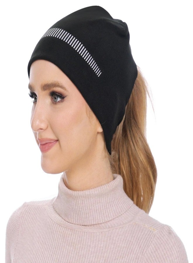 جادمكيندز قبعة GADIEMKENSD النسائية للجري في الشتاء، مزودة بتفاصيل عاكسة، قبعة سميكة ودافئة، قبعة مثالية للطقس البارد، مناسبة للتزلج على الجليد، المشي لمسافات طويلة، التمارين الرياضية، والجولف، باللون الأسود. - Image 1
