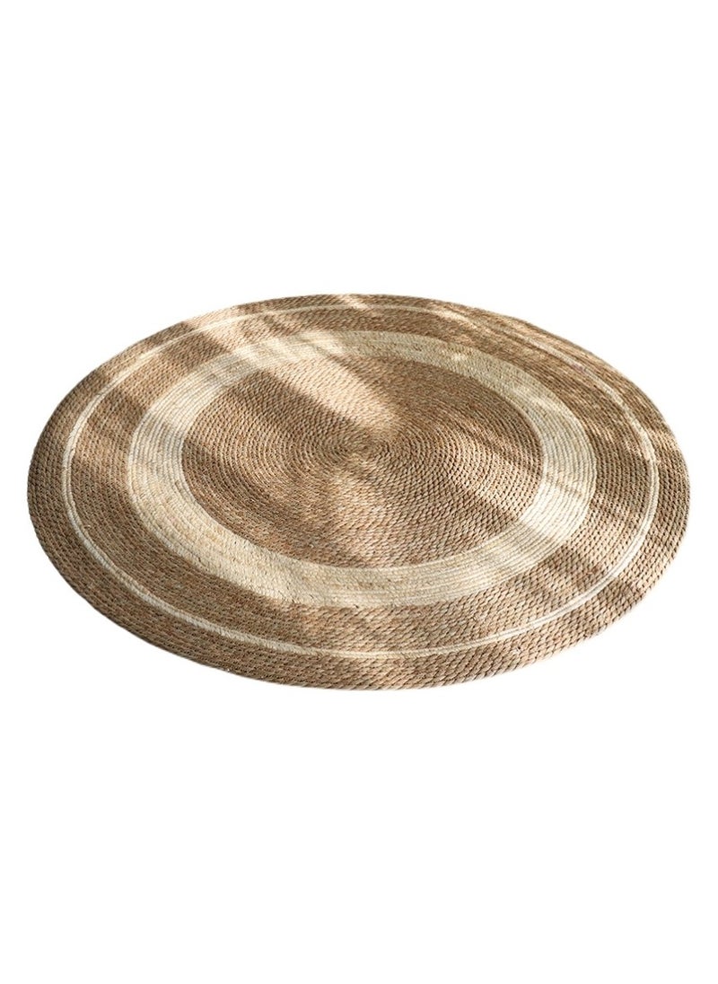 LINGWEI Round Jute Rug Carpet Floor Mat with White Line  - Image 4