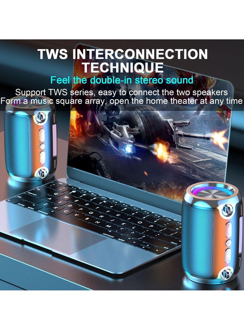 Wireless Bluetooth Speaker, Portable Waterproofs Intelligent Speaker with Led Lights, HiFi Stereo Sound Surround Sound Subwoofer, Powerful Sound Bluetooth Audio for Home Outdoor Party Game - Image 2