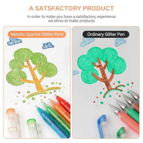 ZSCM QUALITY DECIDES THE FUTURE ZSCM 36 Pack Metallic Glitter Gel Pens Set, 18 Colors Sparkle Gel Pens with 18 Glitter Pen Refills in Canvas Bag for Adult Coloring Book Drawing Crafts Scrapbooks Journaling - Image 5