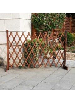 LINGWEI Wooden Trellis Fence Freestanding Wooden Expandable Picket Fence Brown 98x10x120  - Image 5
