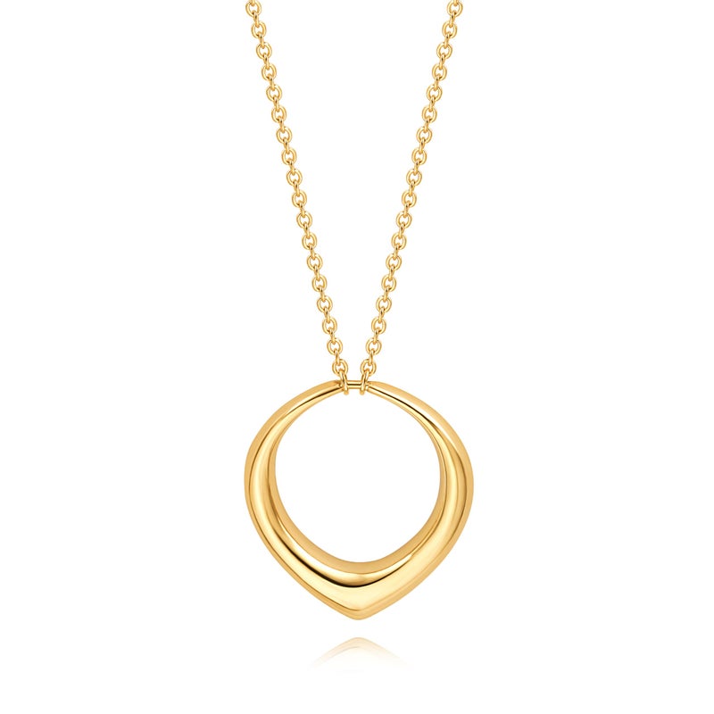 POTESSA Long Circle Pendant Necklace 18K Gold Plated Cable Chain Women Statement Long Sweater Necklace - Image 1