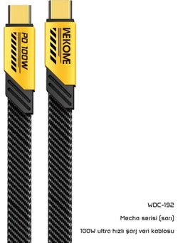WEKOME WDC-192 Yellow PDA100W Typ-C+Typ-C Fast Charging Supported Data and Charging Cable  - Image 1