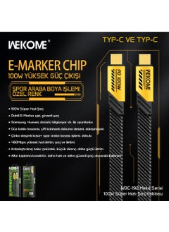 WEKOME WDC-192 Yellow PDA100W Typ-C+Typ-C Fast Charging Supported Data and Charging Cable  - Image 4