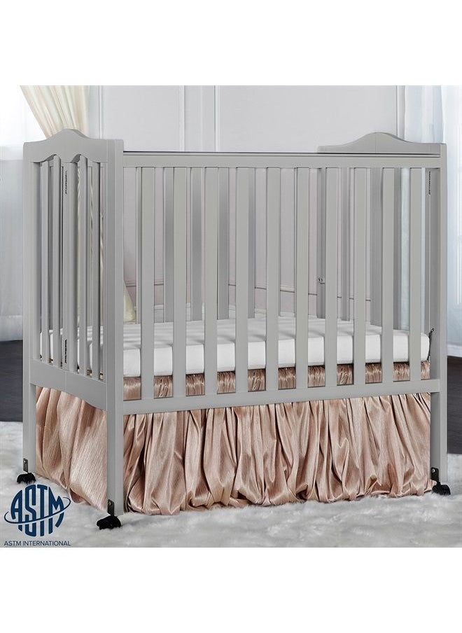 Dream On Me 2-in-1 Lightweight Folding Portable Stationary Side Crib in Pebble Grey, Greenguard Gold Certified, Baby Crib to Playpen, Folds Flat for Storage, Locking Wheels  - Image 2
