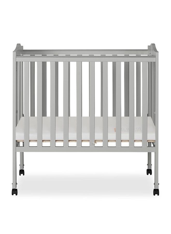 Dream On Me 2-in-1 Lightweight Folding Portable Stationary Side Crib in Pebble Grey, Greenguard Gold Certified, Baby Crib to Playpen, Folds Flat for Storage, Locking Wheels  - Image 1