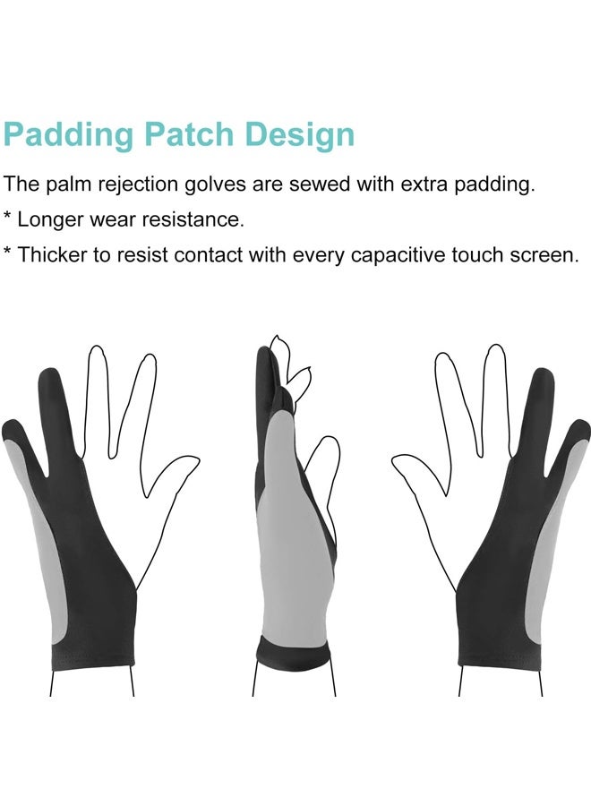 2 Pack Palm Rejection Gloves with Two Fingers for Paper Sketching, iPad, Graphics Drawing Tablet, Suitable for Left and Right Hand - Image 3