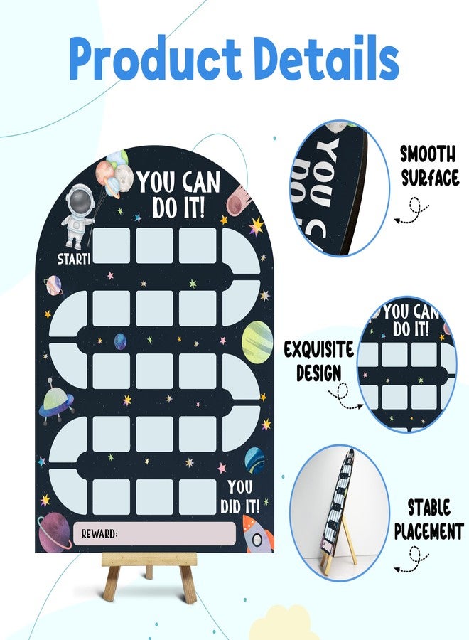 Foosproea Outer Space Reward Chart, Behavior Chart for Kids at Home, Wooden Incentive Chart Signboard with 24 Tokens, Galaxy Themed Sticker Charts Classroom Essentials -02 - Image 3