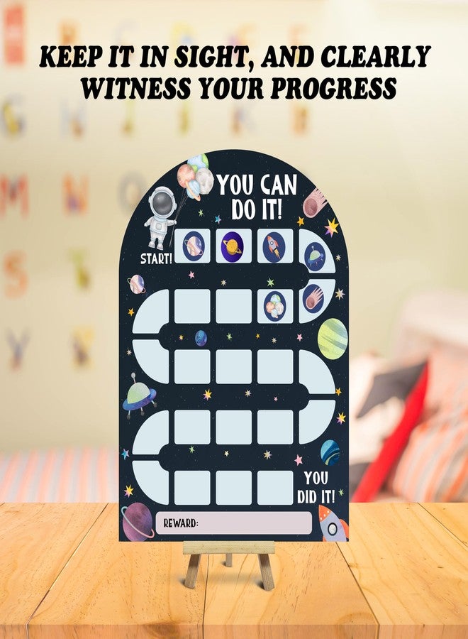 Foosproea Outer Space Reward Chart, Behavior Chart for Kids at Home, Wooden Incentive Chart Signboard with 24 Tokens, Galaxy Themed Sticker Charts Classroom Essentials -02 - Image 4