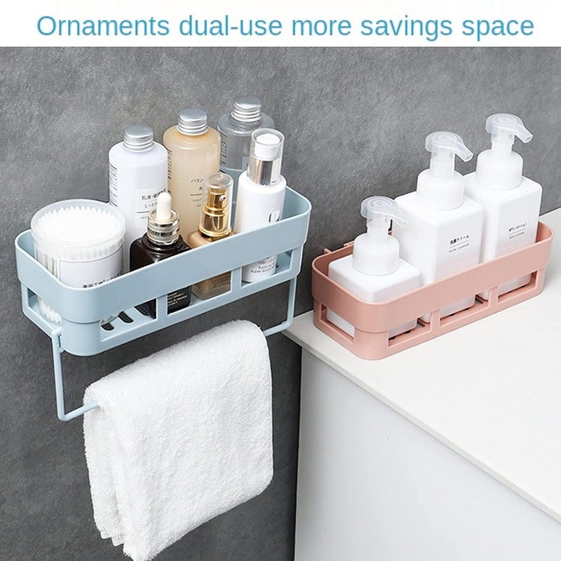 Drake Multipurpose Wall Mount Bathroom Shelf Drilling Bathroom Organizer Storage Rack Box with Towel Hanger Shelf SelfAdhesive Sticker Hooks Holder 2 Bathroom Shelves 1 Towel Hanger - Image 5