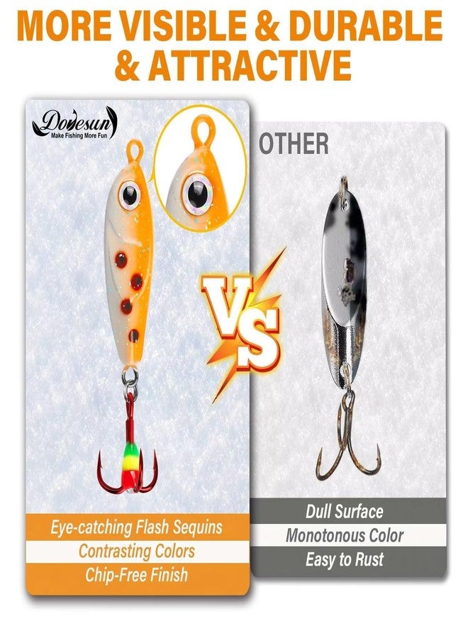 Dovesun Ice Fishing Rattle Spoons Kit Glow Ice Fishing Lures Ice Fishing jigs Accessories Gear Gifts for Walleye Bass Catfish Trout Kit 12PCS - Image 5
