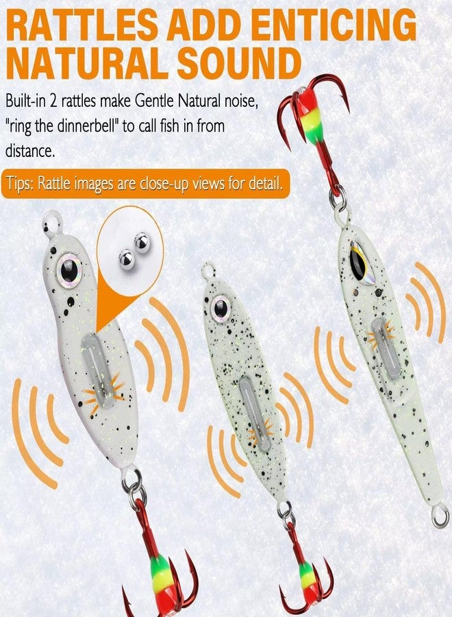 Dovesun Ice Fishing Rattle Spoons Kit Glow Ice Fishing Lures Ice Fishing jigs Accessories Gear Gifts for Walleye Bass Catfish Trout Kit 12PCS - Image 2