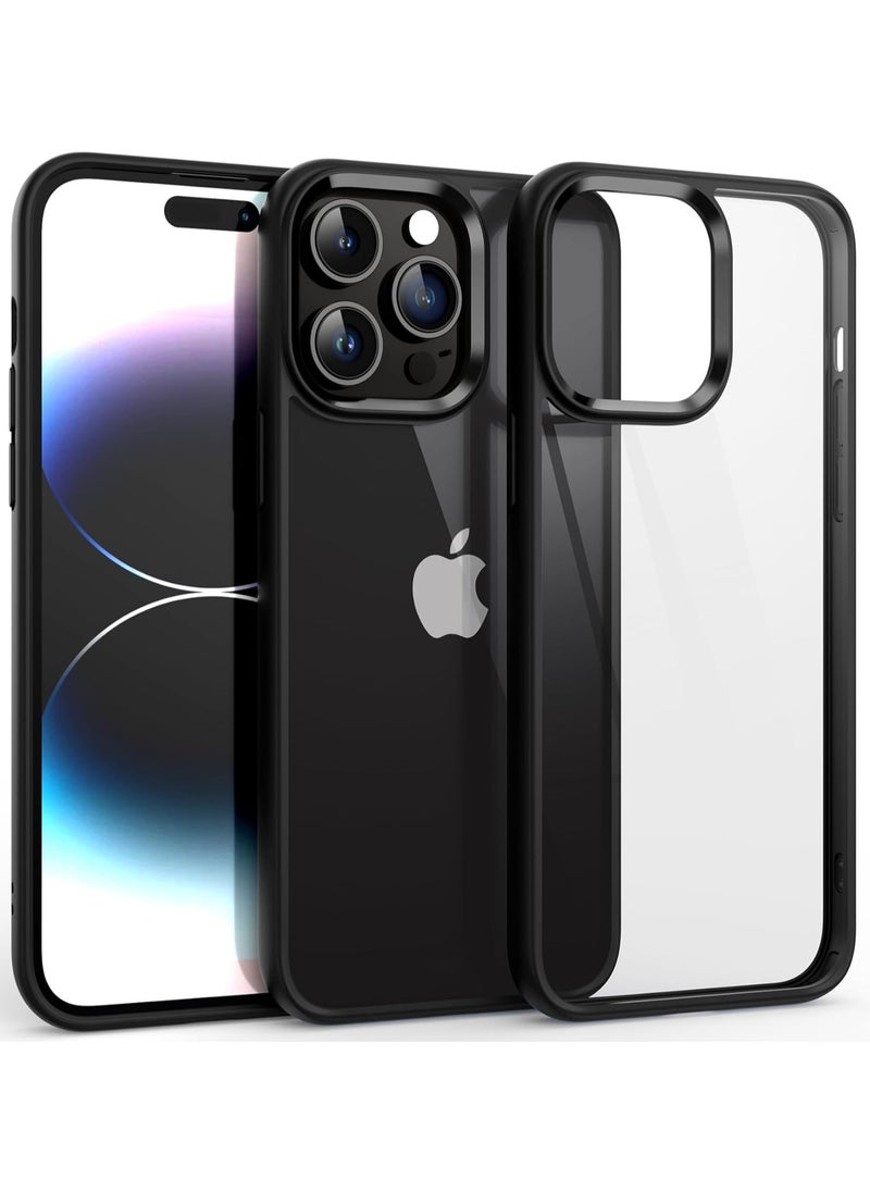 Generic - Case Compatible With iPhone 14 Pro Max 6.7 Inch Clear Case Shockproof Hard PC + Soft Silicone Not Yellowing Transparent Protective Slim Case Phone (Black) - Image 1