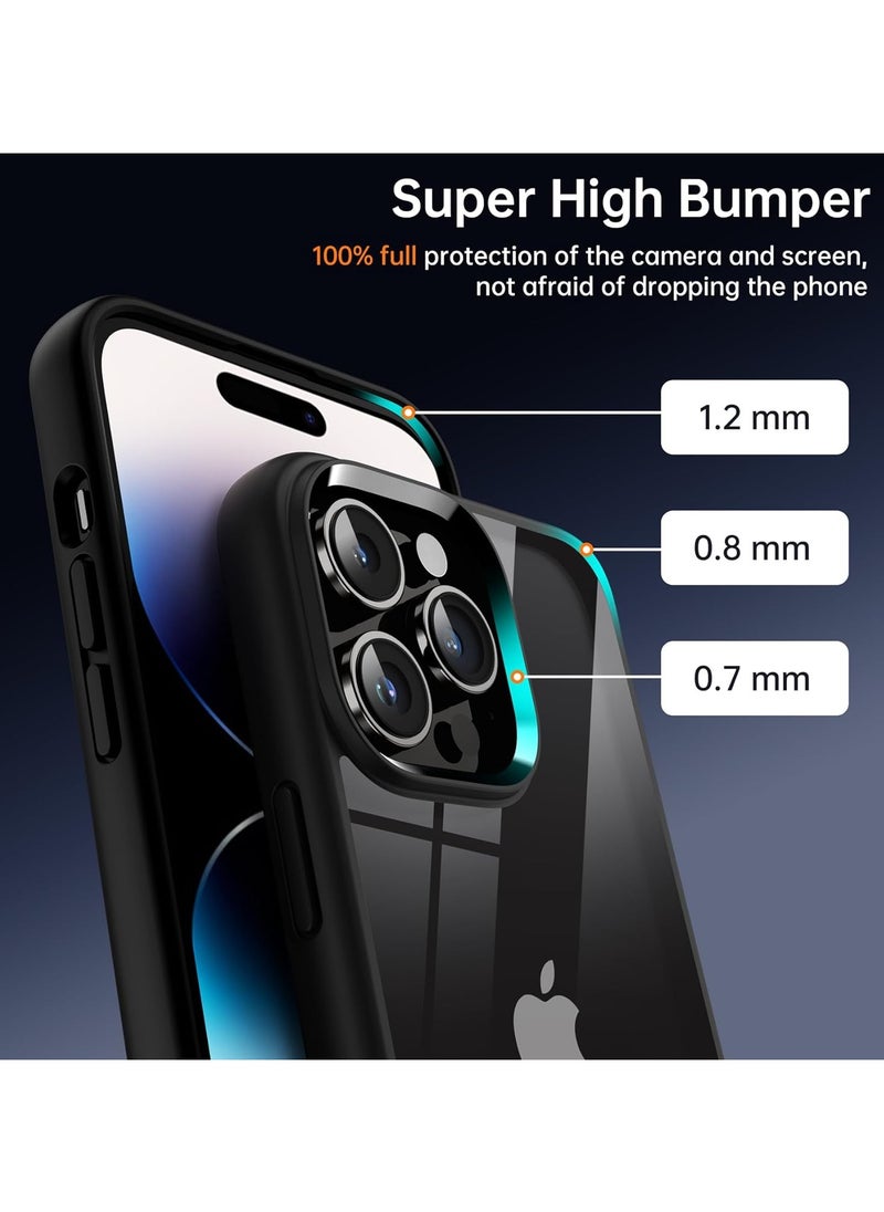 Generic - Case Compatible With iPhone 14 Pro Max 6.7 Inch Clear Case Shockproof Hard PC + Soft Silicone Not Yellowing Transparent Protective Slim Case Phone (Black) - Image 1