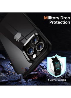 Generic Case Compatible With iPhone 14 Pro Max 6.7 Inch Clear Case Shockproof Hard PC + Soft Silicone Not Yellowing Transparent Protective Slim Case Phone (Black)  - Image 3