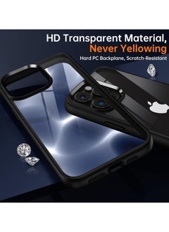 Generic Case Compatible With iPhone 14 Pro Max 6.7 Inch Clear Case Shockproof Hard PC + Soft Silicone Not Yellowing Transparent Protective Slim Case Phone (Black)  - Image 4