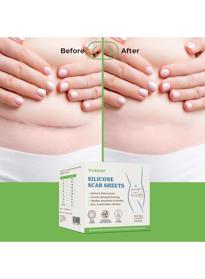 Trusavor Silicone Scar Sheets, (4cmX3m) Medical Grade, Flexible and Breathable, Scar Treatment Roll, Dermatologist Recommended - Image 5