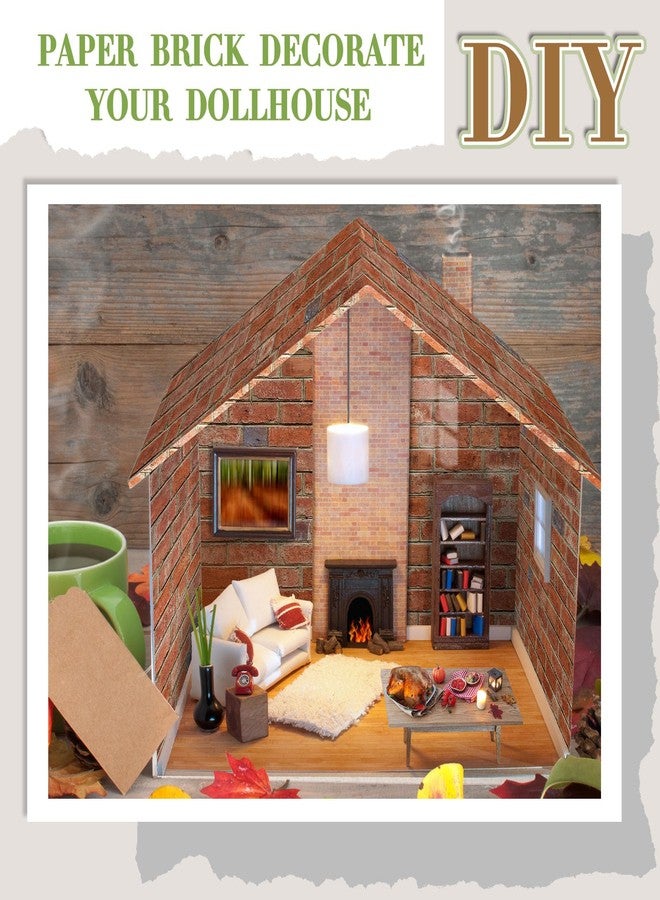 Flutesan 12 Pcs Miniature Dollhouse Wallpaper and Flooring Peel and Stick Mini DIY Self Adhesive Dollhouse Accessories 8.27 x 11.69 Inch (Red Clinker) - Image 4