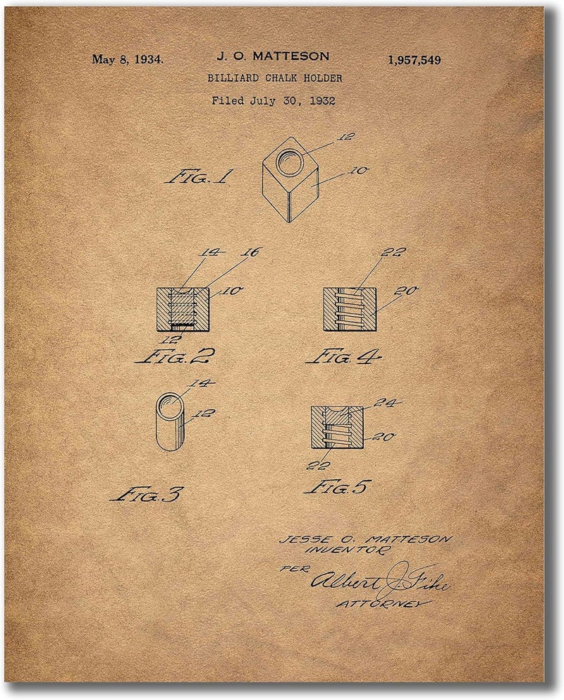 BigWig Prints Billiards Patent Wall Art - Set of 6 Vintage Pool Historical Photos - Image 2