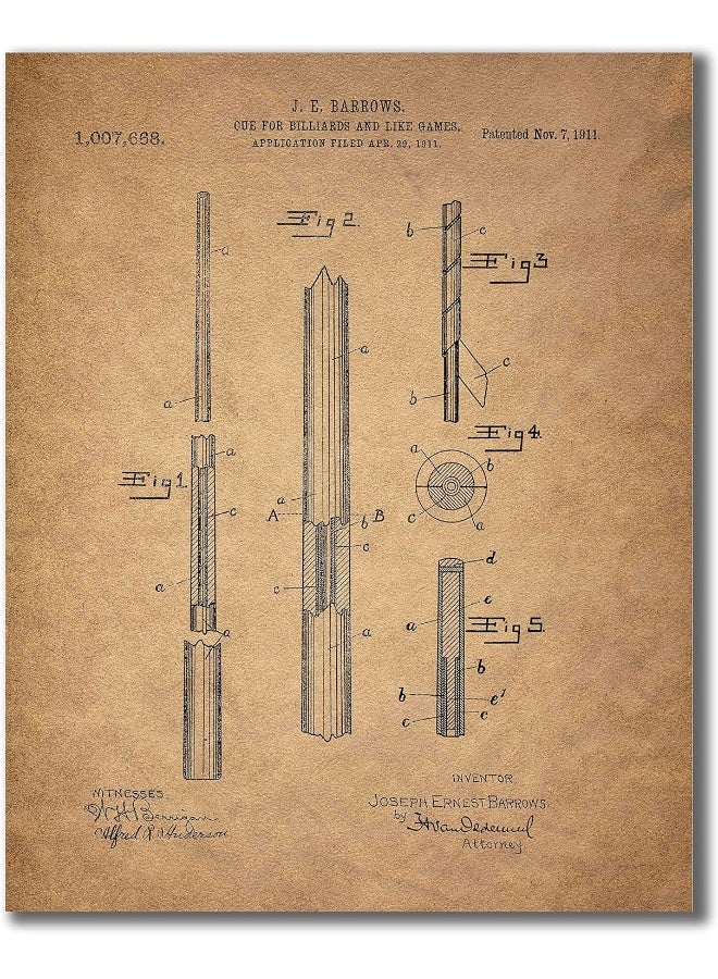 BigWig Prints Billiards Patent Wall Art - Set of 6 Vintage Pool Historical Photos - Image 3