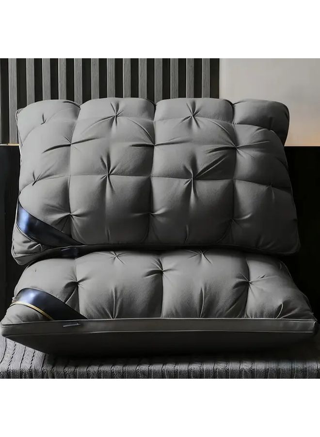 Slate Gray Hypoallergenic Neck Support Pillow For Deep Sleep Polyester Fiber Fill Machine Washable Zipper Closure All Season Use - Image 1
