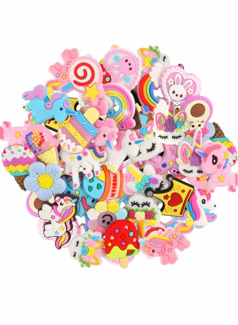 50 Pcs Croc Charms Unicorn Shoe Decoration Charms Crocs Pins Crocs Accessories - Image 1