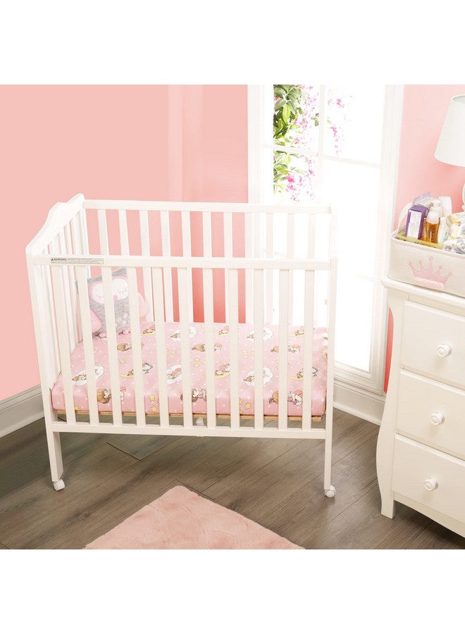 EVERYDAY KIDS 2 Pack n Play Mattress Sheets - 100% Jersey Knit Cotton Soft Portable Crib Mattress Sheet for Girls with Pink and Yellow Precious Moments Design; 2 Pk Playpen Mattress or Mini Crib Fitted Sheet Set - Image 3