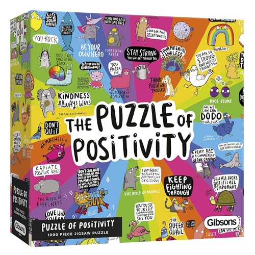 Gibsons Games Puzzle of Positivity 1000 Piece Jigsaw Puzzle Fun Cartoon Mental Health Artwork Sustainable Puzzle for Adults Teens Premium 100 Recycled Board - Image 1